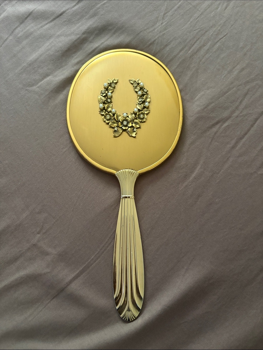 Gold Floral Hand Mirror